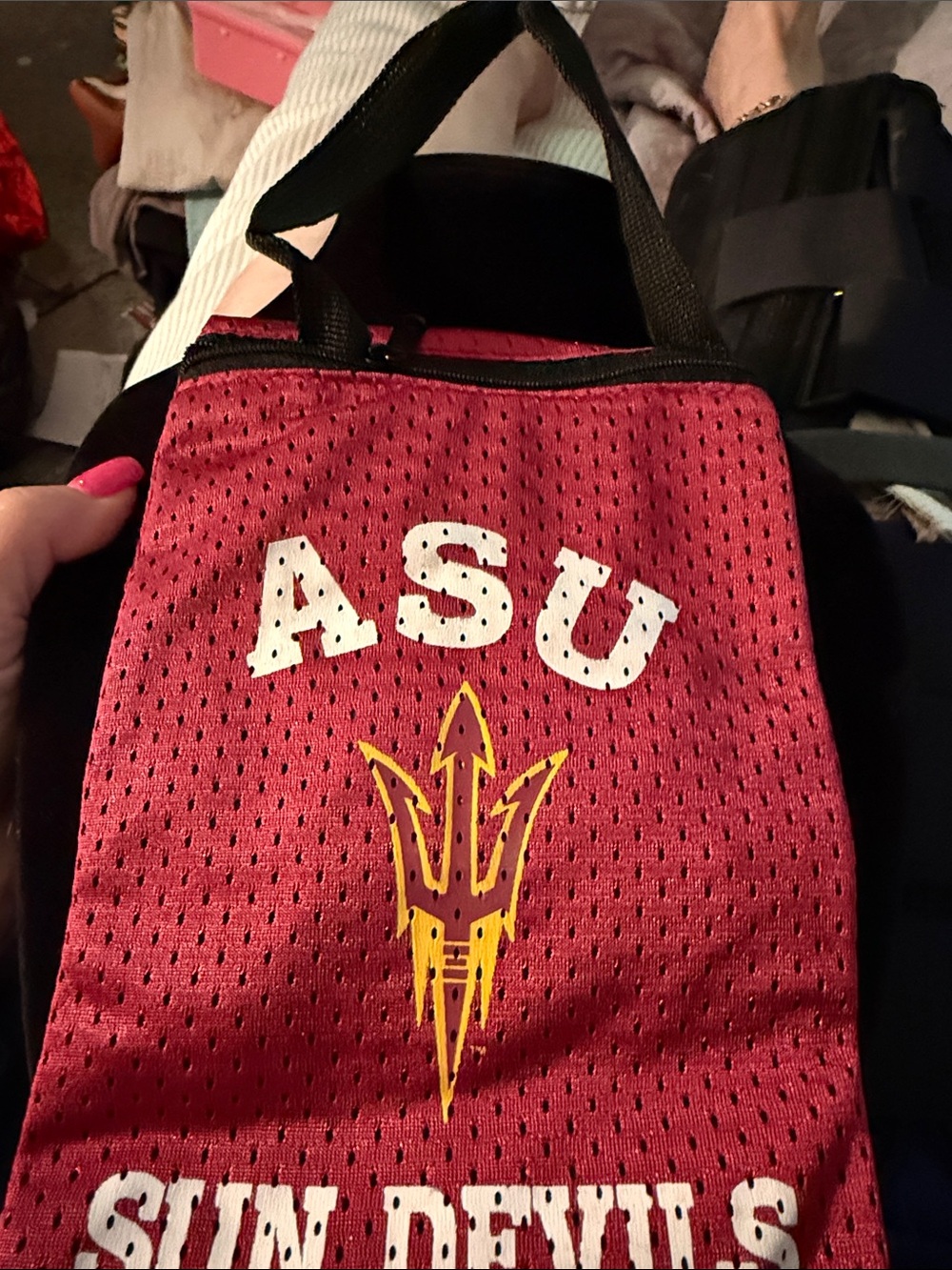 NWT Arizona State University Sun Devils Maroon Crossbody Bag zips 28” 6 avail.